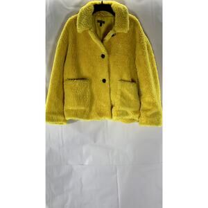 TOPSHOP Women’s Yellow Button-Up Oversized Teddy Jacket SZ 8